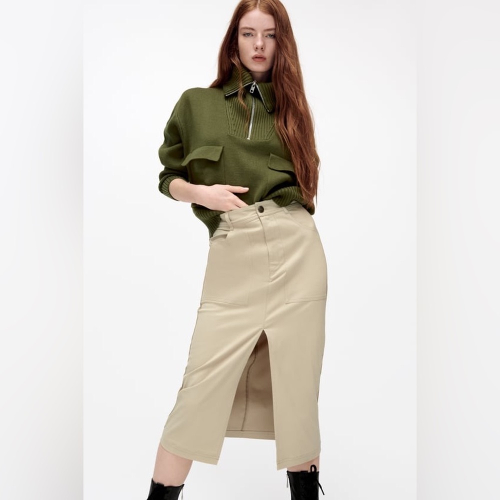 NEW ZARA MIDI STRAIGHT CUT SKIRT SIZE LARGE